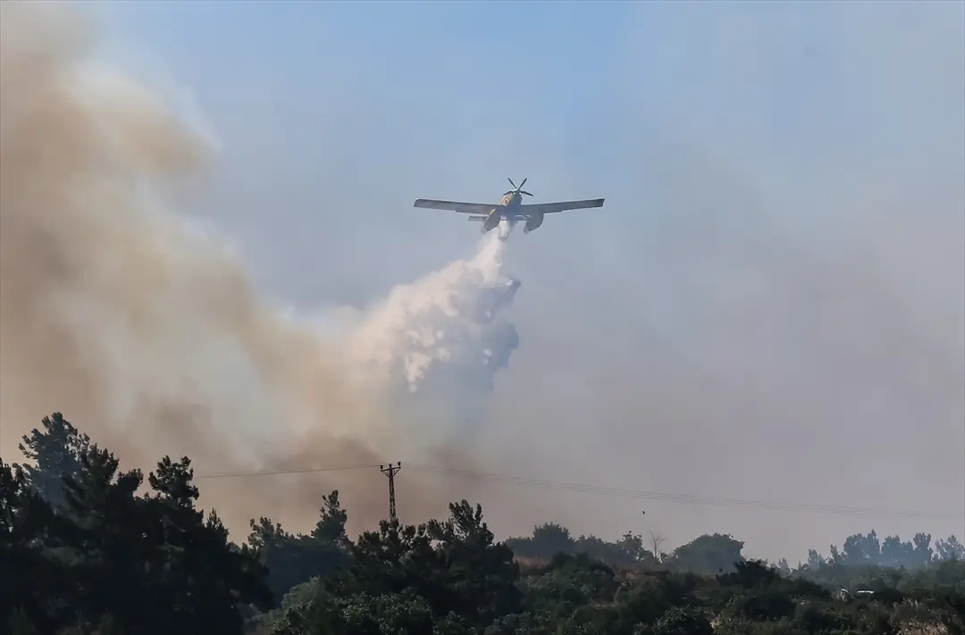 Balıkesir'in Altıeylül ilçesinde çıkan orman yangınına müdahale ediliyor