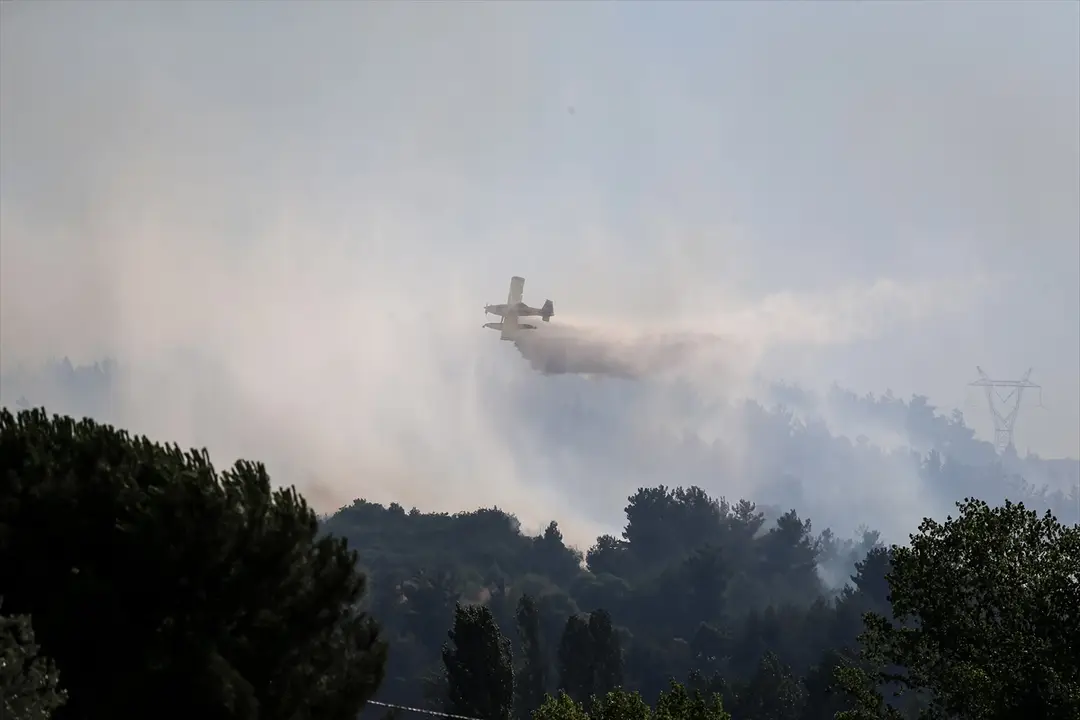 Balıkesir'in Altıeylül ilçesinde çıkan orman yangınına müdahale ediliyor