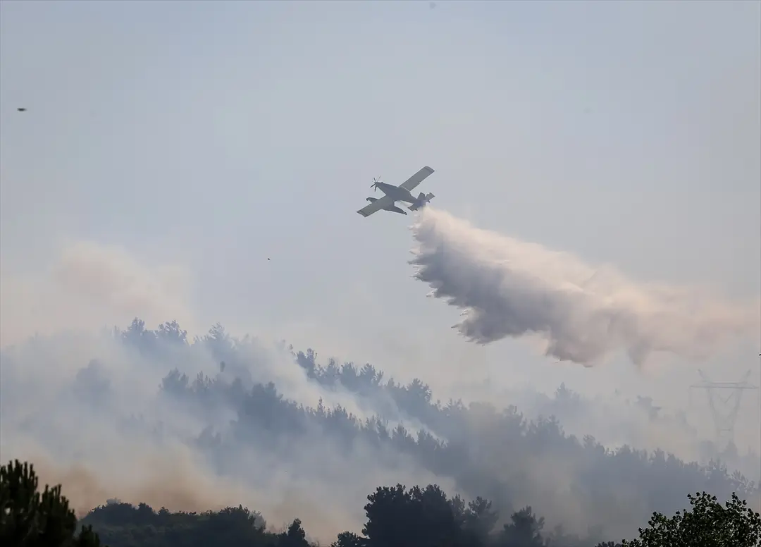 Balıkesir'in Altıeylül ilçesinde çıkan orman yangınına müdahale ediliyor