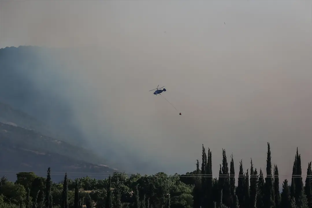 Balıkesir'in Altıeylül ilçesinde çıkan orman yangınına müdahale ediliyor