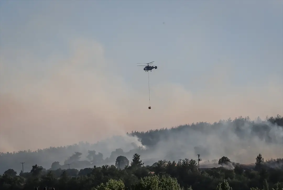Balıkesir'in Altıeylül ilçesinde çıkan orman yangınına müdahale ediliyor