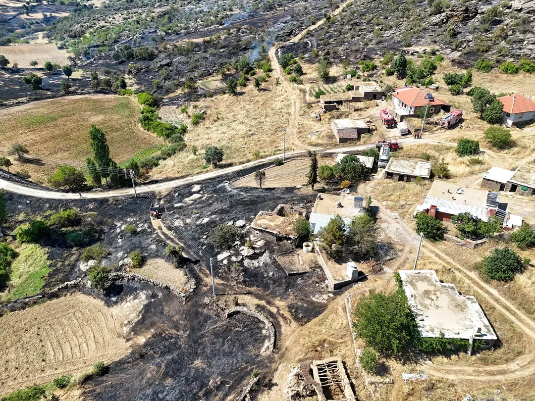 Uşak'ta makilik alana sıçrayan yangın kontrol altına alındı