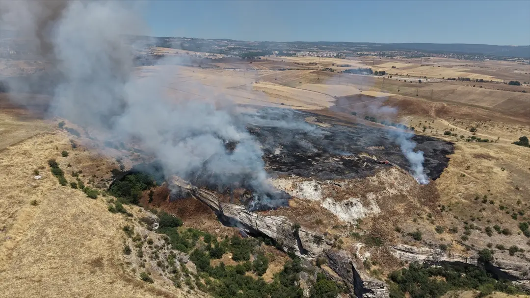Stoppelfeldbrand in Safranbolu: Einsatzkräfte greifen ein