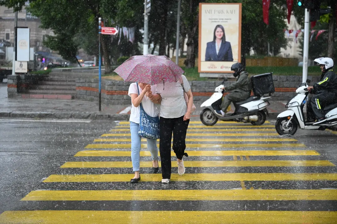 Gewittersturm in Edirne, Temperatursturz