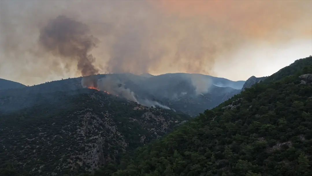 Antalya Kaş'taki orman yangınına havadan ve karadan müdahale sürüyor