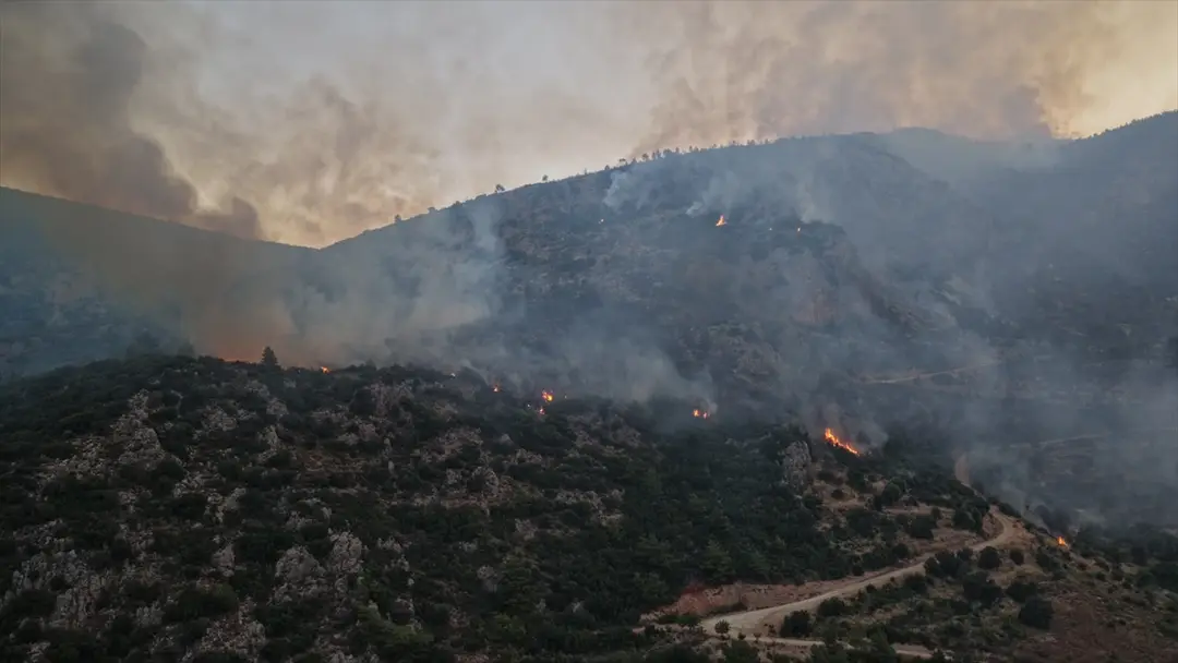 Antalya Kaş'taki orman yangınına havadan ve karadan müdahale sürüyor