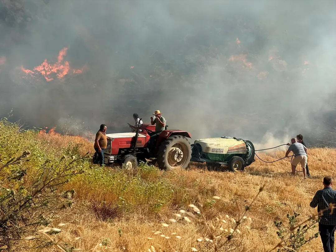 Çanakkale merkezdeki ormanlık alanda çıkan yangına müdahale ediliyor