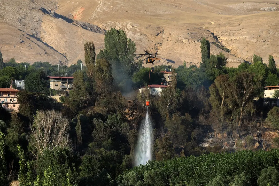 Malatya'da yerleşim alanına sıçrayan yangın söndürüldü