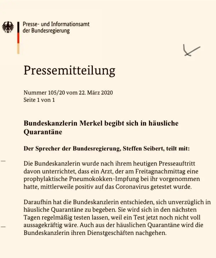 Merkel koronavirüs nedeniyle kendisini karantinaya aldı