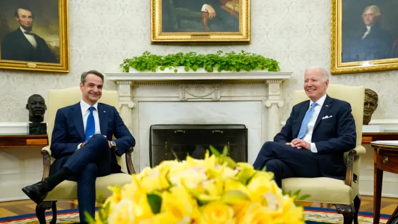 Biden ve Miçotakis Beyaz Saray'da Biraraya Geldi