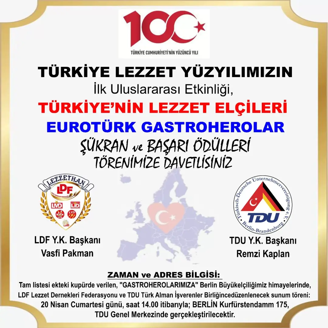 EUROTÜRK GASTROHERO’larına ‘Şükran ve Başarı Ödülleri’