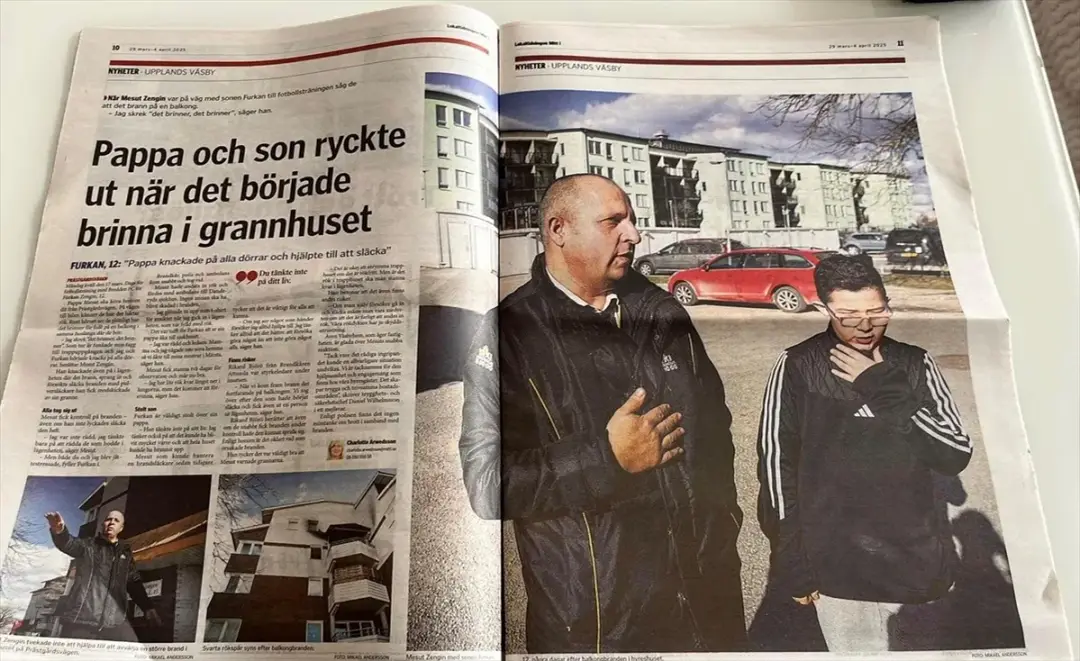 Komşularını yangından kurtaran Türk baba ile oğlu sosyal medyada "kahraman" ilan edildi