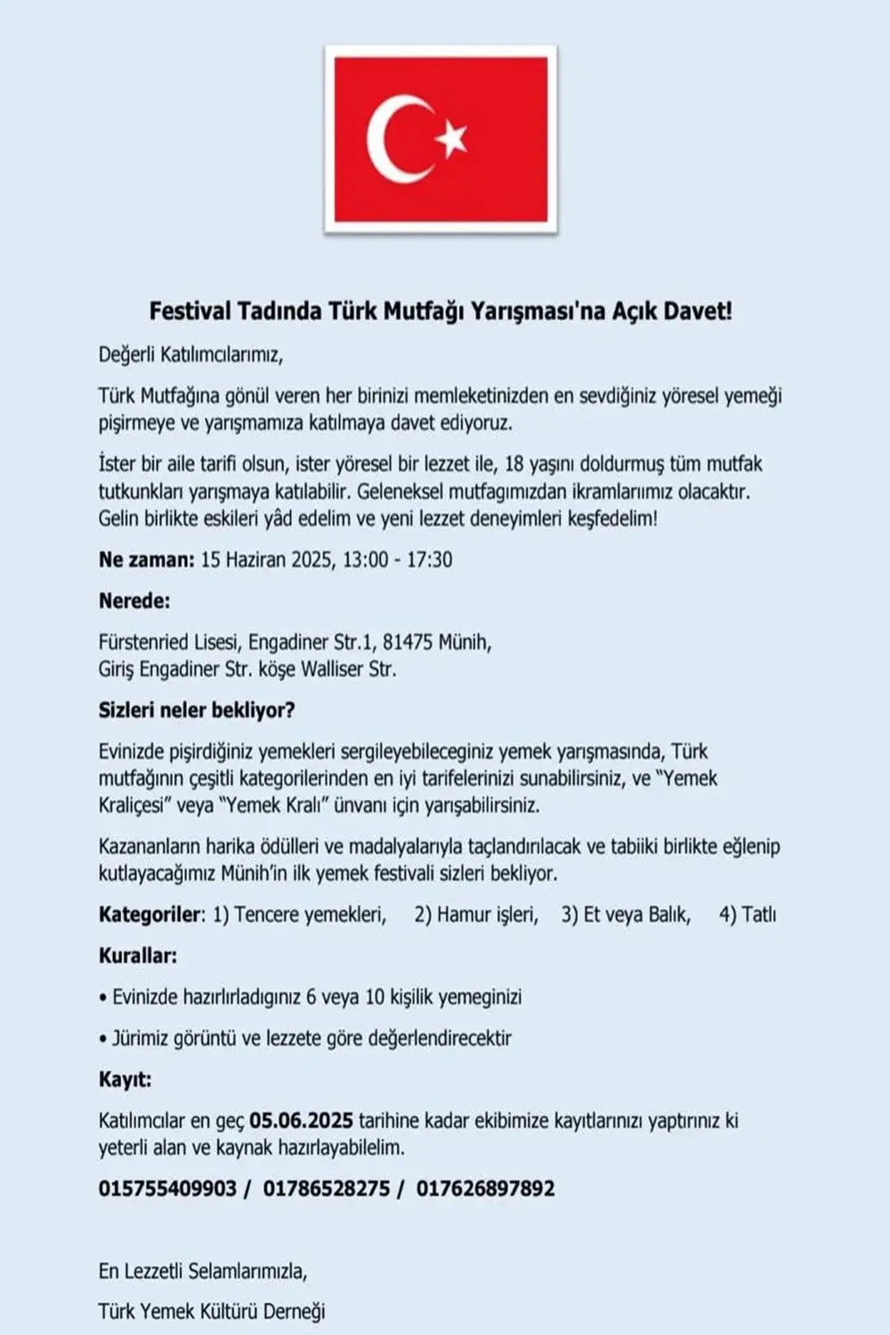 Münih’te Türk Mutfağının eşsiz tatları sahneye çıkıyor!