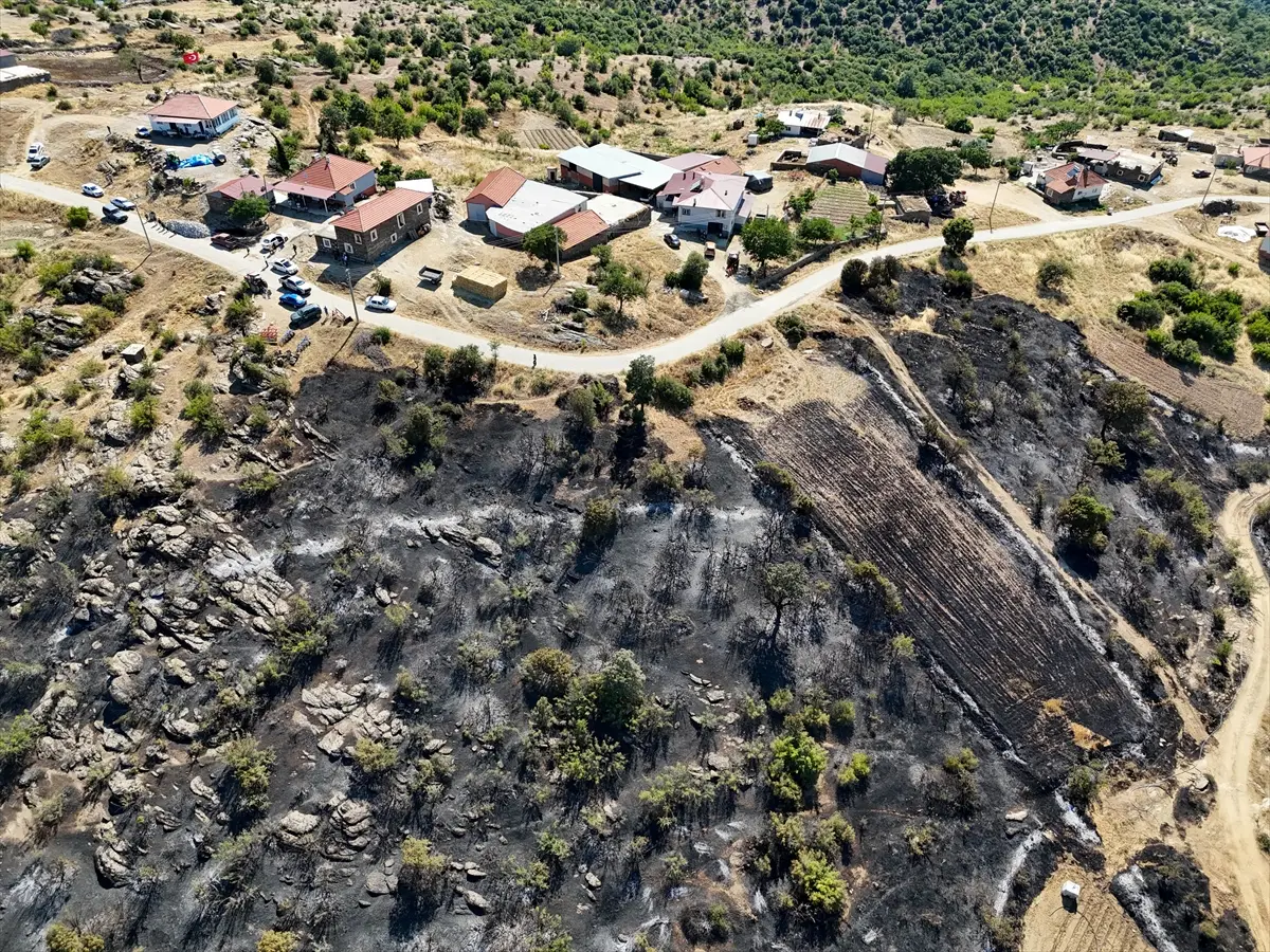 Uşak'ta makilik alana sıçrayan yangın kontrol altına alındı