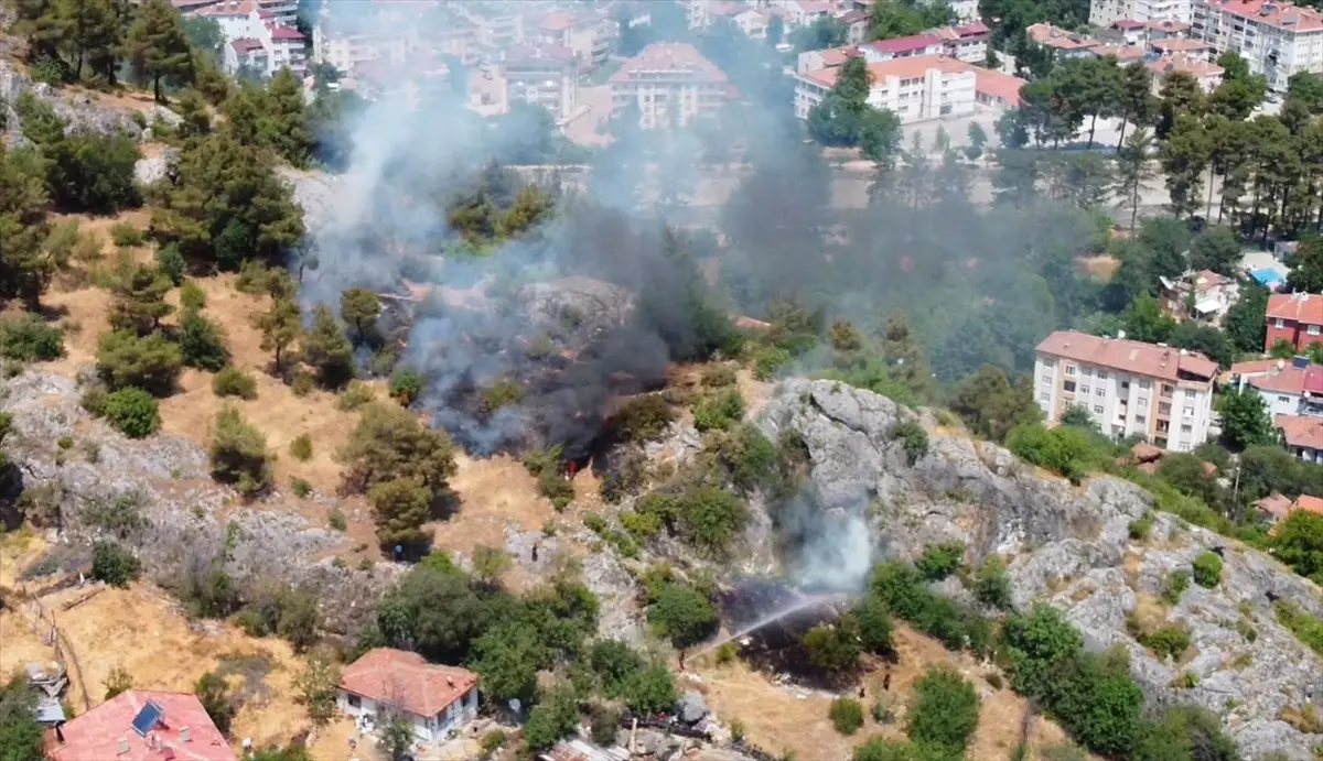 Sinop'ta Boyabat Kalesi eteklerinde yangın söndürüldü