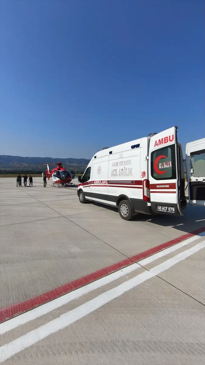 Tokat: 14 yaşındaki çocuk ambulans helikopterle Ankara'ya