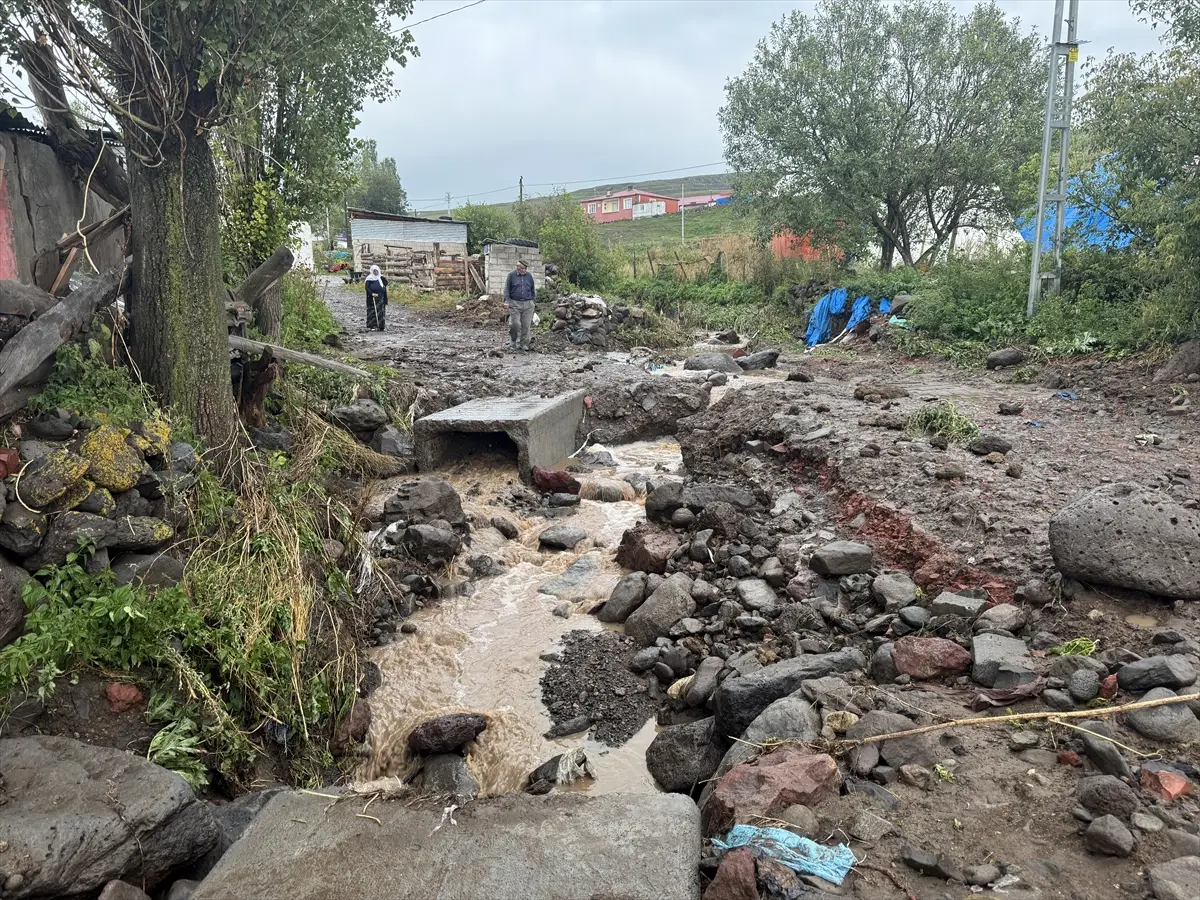 Ardahan'da sağanak ve dolu bazı köy ve mahallelerde hasara neden oldu