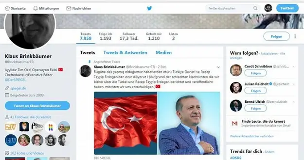 Spiegel'in genel yayın yönetmeninin Twitter hesabı hacklendi