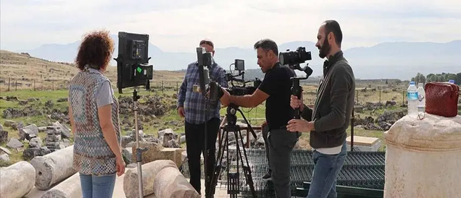 Pamukkale'de Discovery Channel için belgesel çekiliyor
