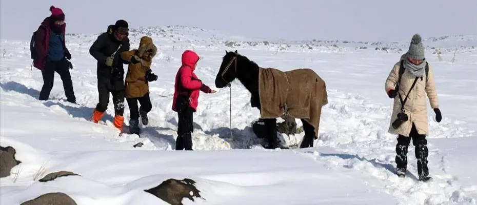 Eskimo usulü balık avını görüntülemek için Ağrı'ya geliyorlar