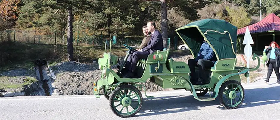 Abant'ta kullanılacak elektrikli faytonun deneme sürüşü yapıldı