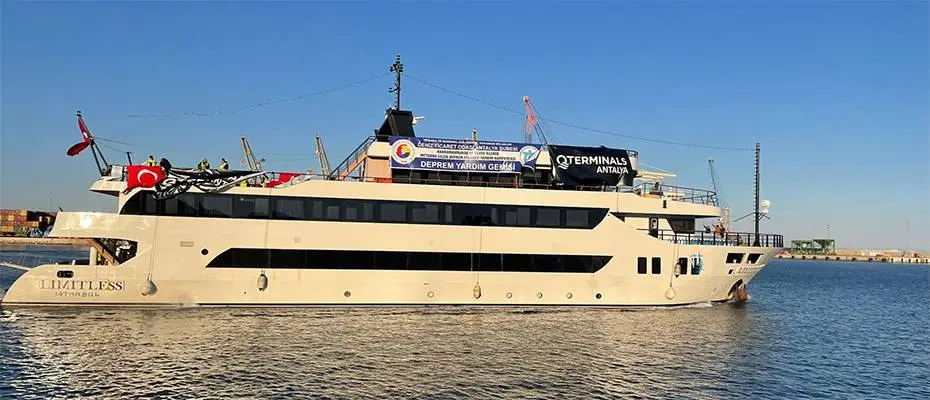 DTO Antalya Şubesi ve Q Terminels´ın Yardım Gemisi Yola Çıktı