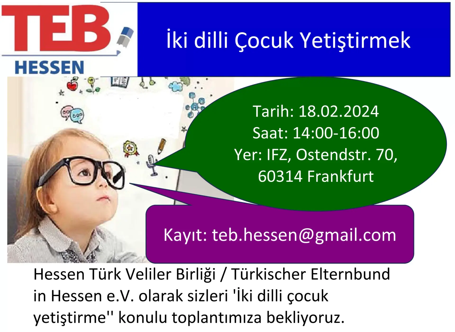 İki dilli çocuk yetiştirme üzerine Hessen Veliler Birliği’nden toplantı